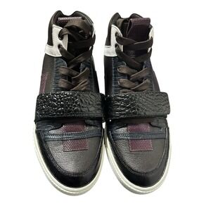 Versace High Top Leather Sneakers Medusa Black Purple Italy EU 40 US 7 New‎